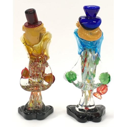 216 - Two Murano glass clown figurines the tallest measuring 25cm tall.