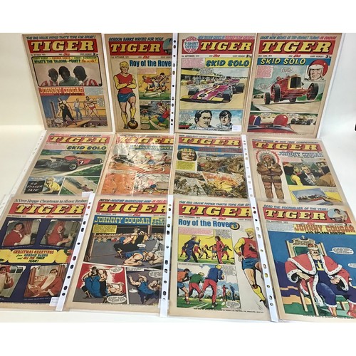 72 - Box of various 1970’s Tiger comics mostly found in Excellent conditions and having plastic  protecti... 