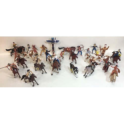 68 - Collection of various Indians, cowboys and horses from makers - Papa - Plastoy and Bullyland. Most w... 