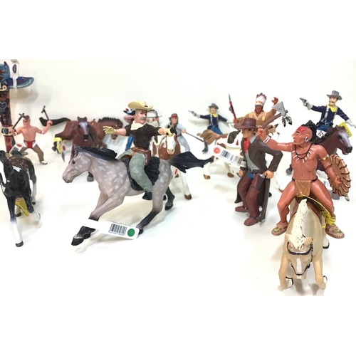 68 - Collection of various Indians, cowboys and horses from makers - Papa - Plastoy and Bullyland. Most w... 