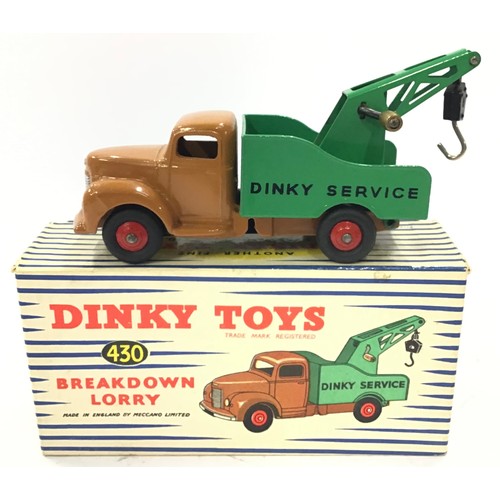 57 - Dinky 430 Commer Breakdown Lorry tan cab and chassis, mid-green back and jib with 