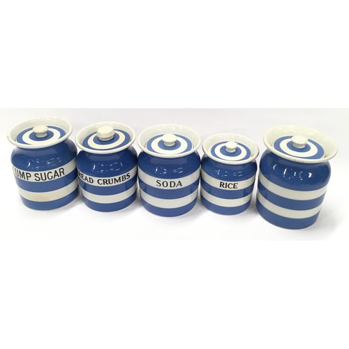 235 - T.G. Green & Co Cornish Kitchen Ware blue and white good collection of storage jars (10).