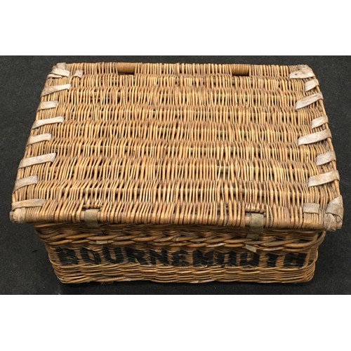 239 - Vintage B&D Laundry, Bournemouth wicker laundry hamper 70x32x50cm.