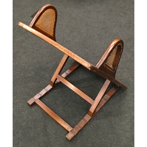 313 - John Carter Victorian literary machine wood and wicker bed back support 75x50cm.