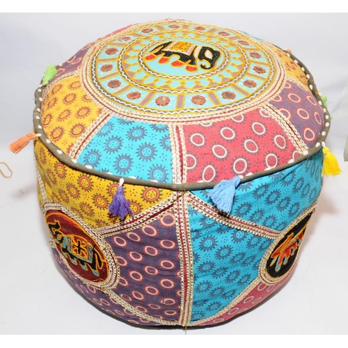 273 - Colourful Indian pouffe/ footrest made from reclaimed cotton fabrics