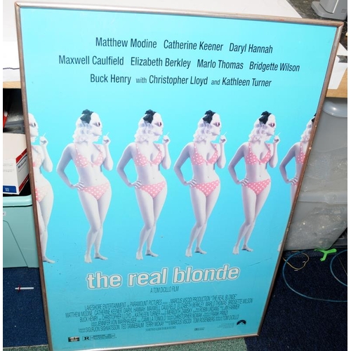 296 - Framed movie poster - The Real Blonde starring Darryl Hannah, released in 1997. O/all frame size 104... 