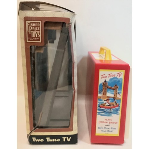 96 - Fisher Price Toys Two Tune TV. This music box tv plays 2 tunes and is in working order. It comes in ... 