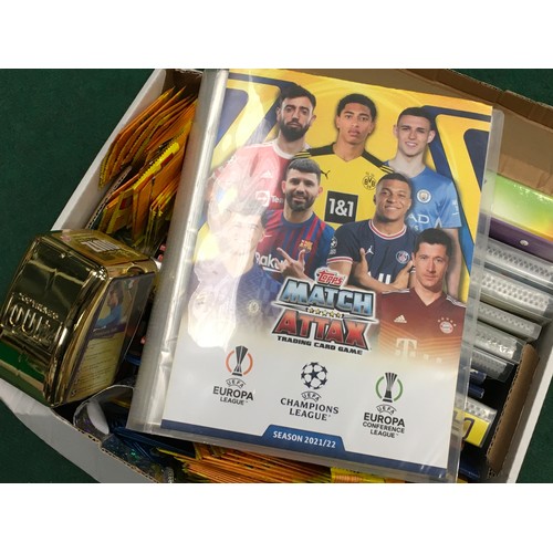 150 - Box containing very large collection of trade/pplaying cards to include Match Attax, Lego, Disney he... 