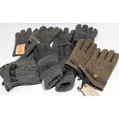 341 - A quantity of mens gloves including thermal, leather and tweed examples. Many still with tags attach... 