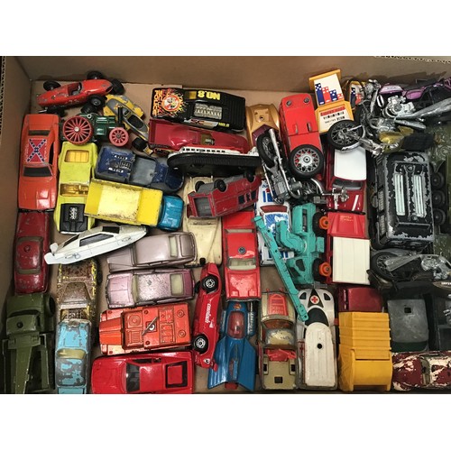 123 - 3 boxes to comprise of various die cast matchbox / Dinky toy vehicles etc. all found in play worn co... 