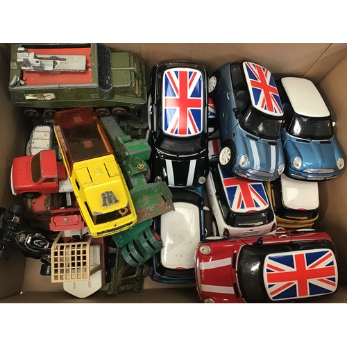 123 - 3 boxes to comprise of various die cast matchbox / Dinky toy vehicles etc. all found in play worn co... 