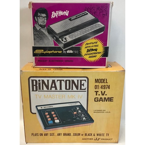 58 - 2 boxed vintage electrical items to include a Stylophone along with a Binatone TV Master Game MK 1V.... 