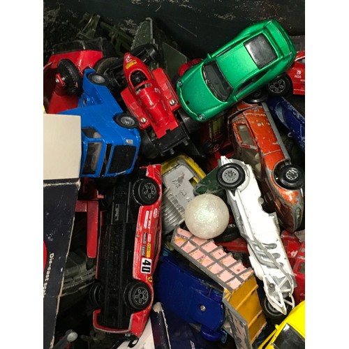 163 - Large box of mixed play worn die cast cars.