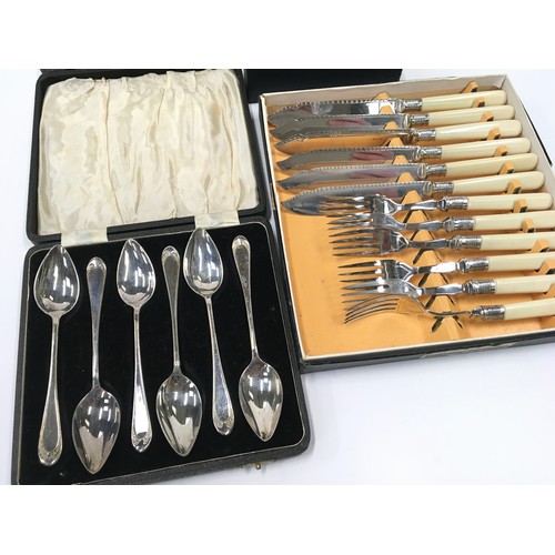 364 - Collection of Silver and Silver plate to include coffee bean spoons and a hip flask