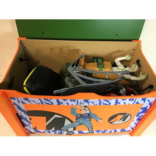 50A - Original Action Man toy Box found here with contents to include the following, - Motorbikes - Dingy ... 