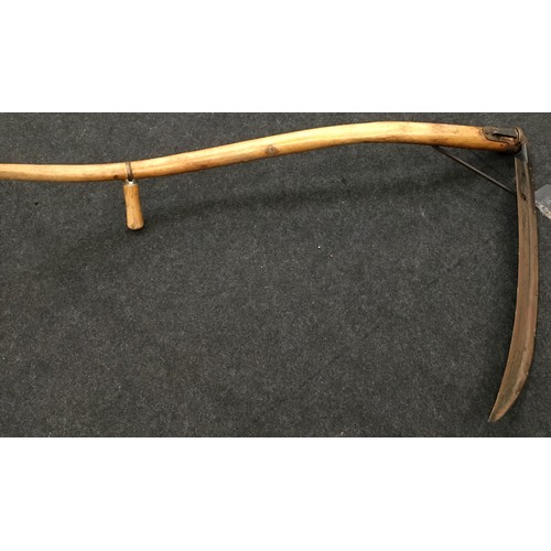 347 - Vintage long handle scythe  American 'western' 155cm in length.