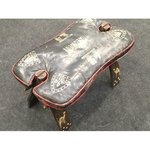 348 - Vintage camel saddle stool 37x58x35cm