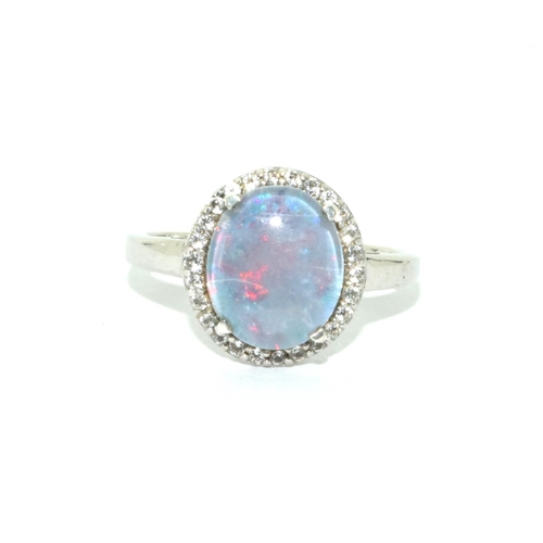 474 - Opal (some fire) silver ring Size U