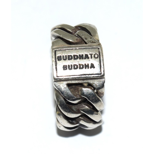 508 - Buddhatto/Buddha gents silver heavy designer ring Size W+ (26g)