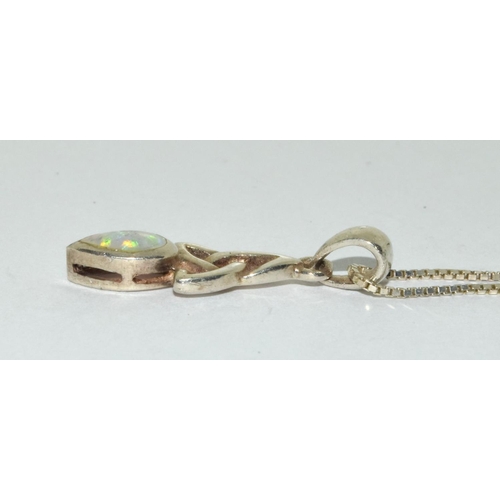 454 - Opal pendant on silver chain.