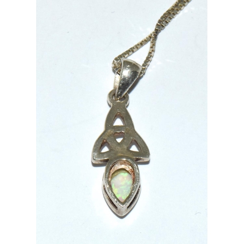 454 - Opal pendant on silver chain.