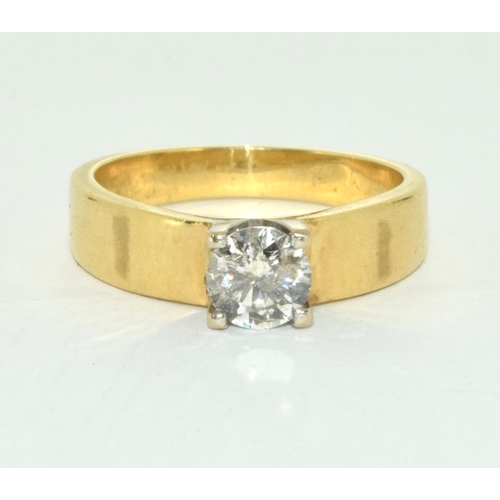 545 - Diamond solitaire approx. 1.00ct set in 9.2g 18ct gold ring Size T