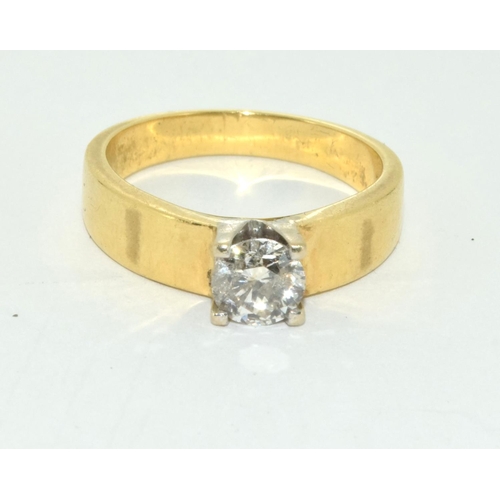 545 - Diamond solitaire approx. 1.00ct set in 9.2g 18ct gold ring Size T