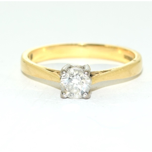 413 - Diamond solitaire 0.40ct in 18ct 3.0g ring with certificate Size O.