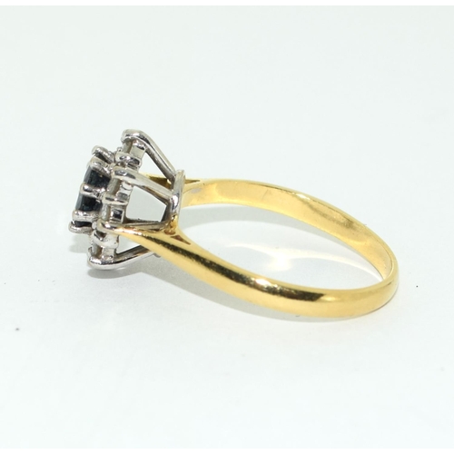 536 - Princess Diana style diamond/sapphire 18ct gold ring Size O.