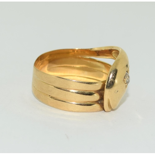 485 - Snake ring with diamond in 5 grams of 18ct gold Size P