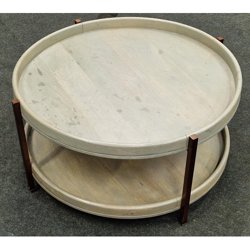 306 - Contemporary two tier large round coffee table diameter 80cm height 41cm.