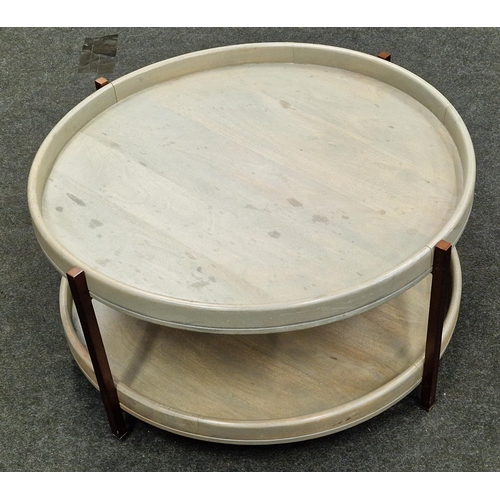 306 - Contemporary two tier large round coffee table diameter 80cm height 41cm.