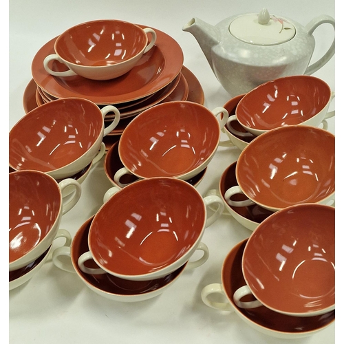 45 - Poole Pottery Twintone collection of dinnerware in the rarer 