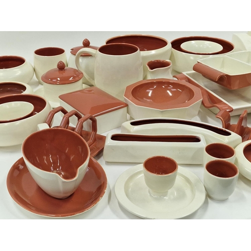 55 - Poole Pottery Twintone collection in the rarer 