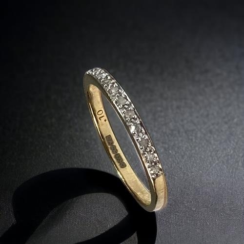 473 - 9ct gold ladies Diamond 1/2 eternity ring size P