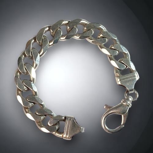 388 - 925 silver heavy link  bracelet 20cm long 65g