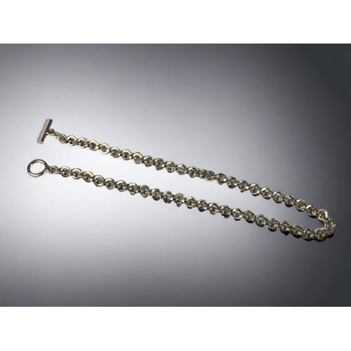 482 - 925 silver watch chain with T bar 45cm long 66g