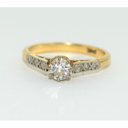 418 - 18ct gold ladies Diamond solitaire ring approx 0.25ct size M