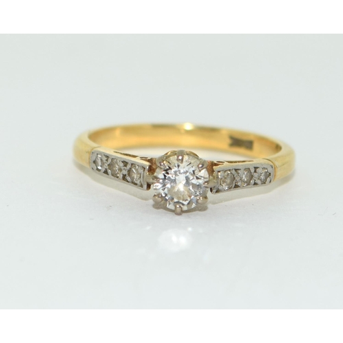 418 - 18ct gold ladies Diamond solitaire ring approx 0.25ct size M