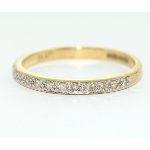 473 - 9ct gold ladies Diamond 1/2 eternity ring size P