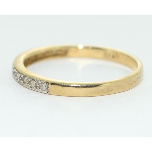 473 - 9ct gold ladies Diamond 1/2 eternity ring size P