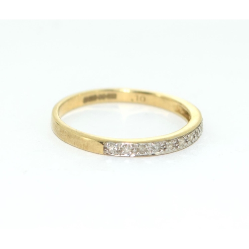 473 - 9ct gold ladies Diamond 1/2 eternity ring size P