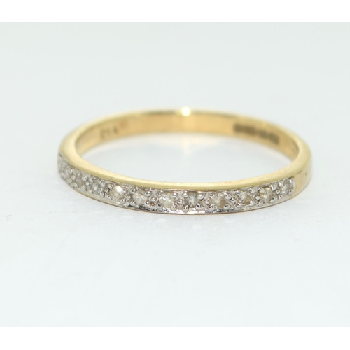 473 - 9ct gold ladies Diamond 1/2 eternity ring size P