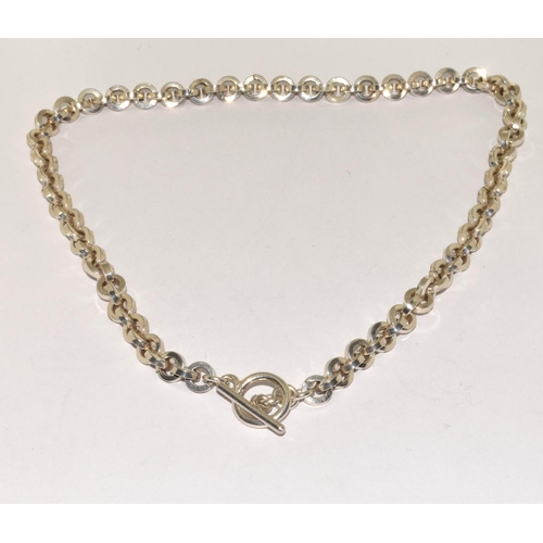 482 - 925 silver watch chain with T bar 45cm long 66g