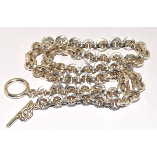 482 - 925 silver watch chain with T bar 45cm long 66g