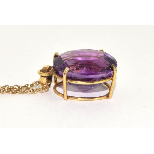 474 - 9ct gold large Amethyst necklace 6.7g