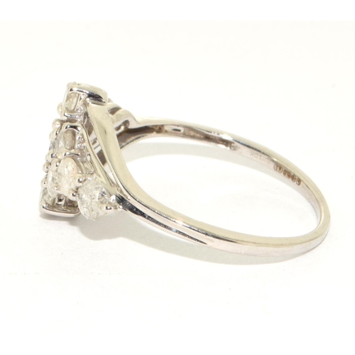 416 - 9ct white gold ladies Diamond dress ring size Q