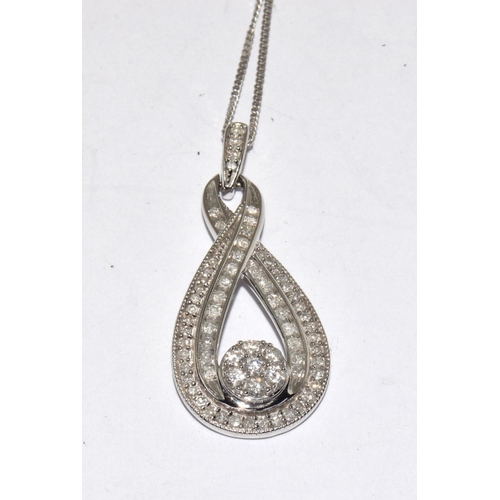 497 - 9ct white gold ladies Diamond pendant necklace