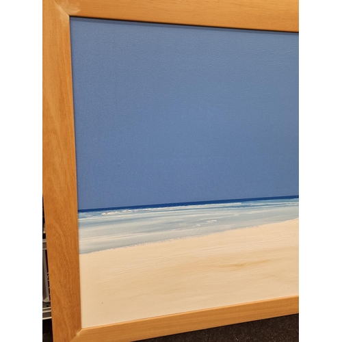 300 - Stunning beach scene oil on canvas painting ny John Horsewell 75x100cm in pine frame.