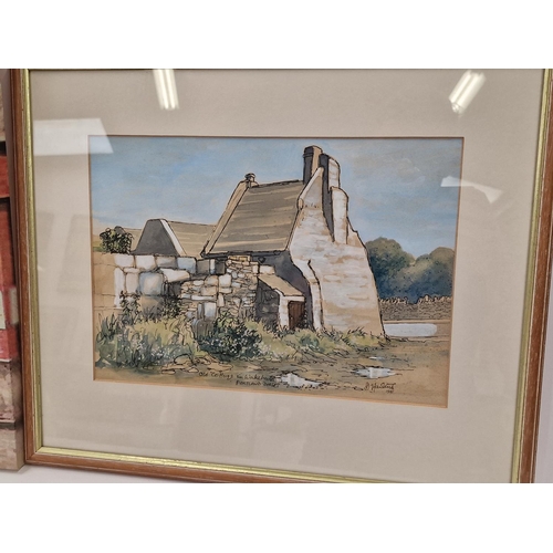 322 - Original watercolour of Old Cottage in Wakeham, Portland by the late David Hawkins 1991 together wit... 